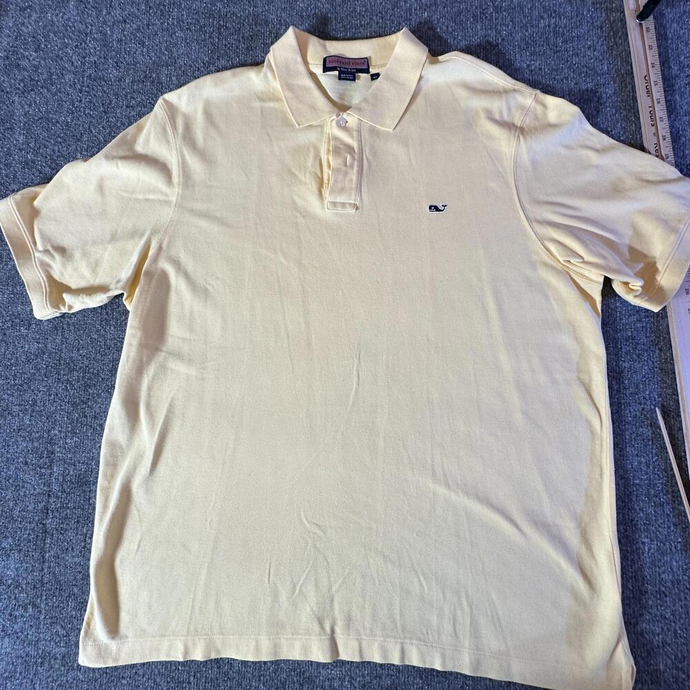 Vineyard Vines Mens Yellow Short Sleeve Whale Logo Polo Shirt‎ XL